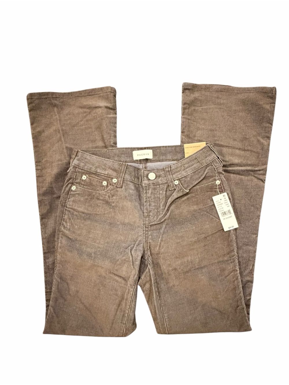 PacSun Jade Low Rise Bootcut Corduroy Pants Brown Size 24S NEW Stretch Classic